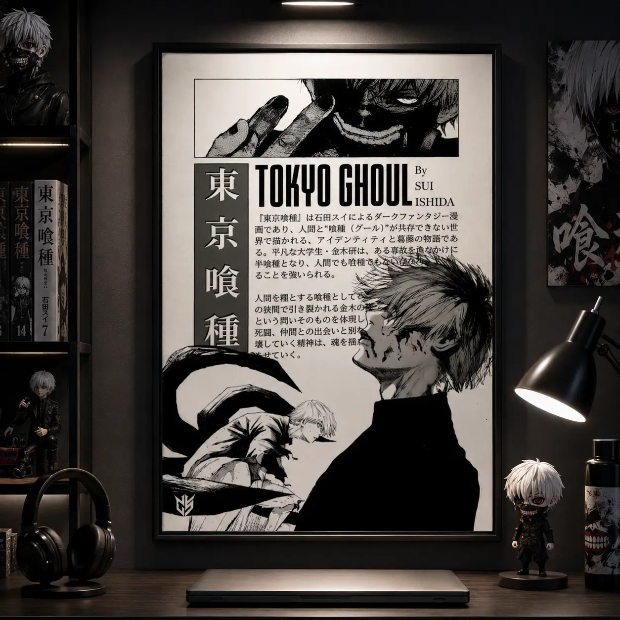 Tokyo Ghoul Anime Manga Poster Art Print, Ken Kaneki Vintage Minimalist Japanese Wall Decor Artwork, Birthday Gift for Anime Fan vintage anime poster anime wall art japanese home decor otaku room decor anime wall print manga lover anime fan fan gift