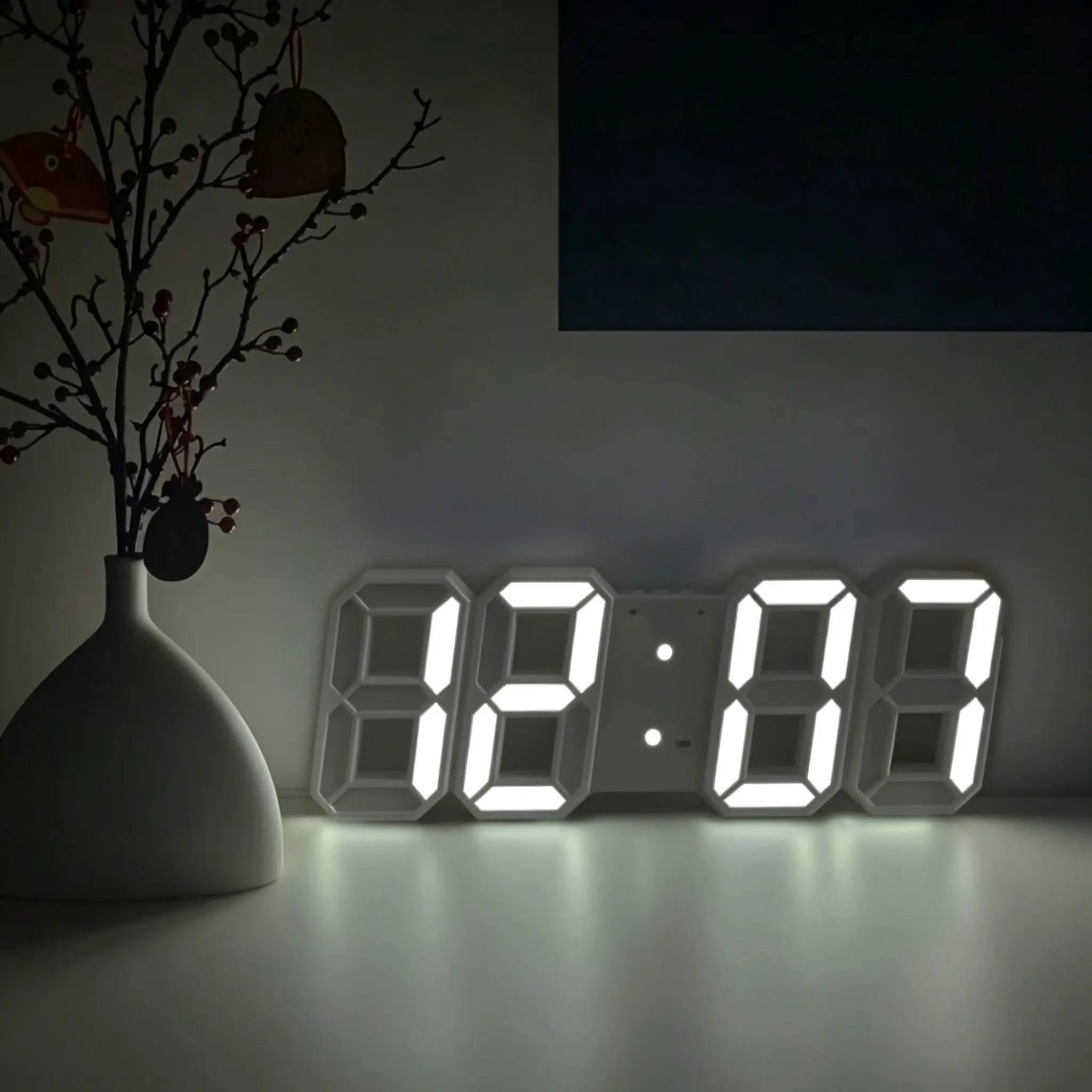 9 Inch 3D LED Digital Alarm Clock, Wall Mount & Desk Clock, Dimmable Night Light, Time Date Temp Display, 12/24 Hour Format, Gift for Home Office