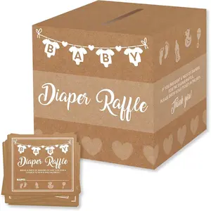Shower  for Girl or Boy, 50 Diaper Raffle Tickets, Diaper Raffle Ticket Cards Box,  Shower Decorations, Raffle Prizes, Ideas