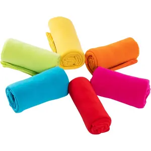 Lightweight Warm Soft Cozy Pet-Friendly Bulk Solid Fleece Throw Blankets for Kids, Suitable for Home Bed Sofa Dorm Office Gifts Outdoor Couch, Multicolor, Pack of 6-50 x 60 inch