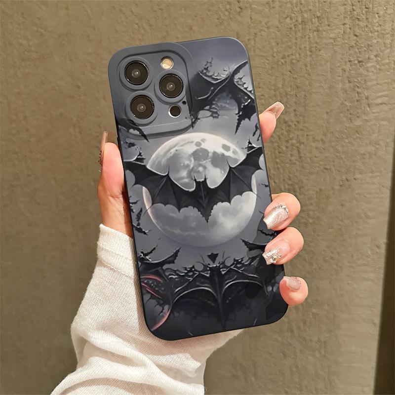 Creative Bat Pattern Phone Case, Full Body Shockproof Phone Protective Cover, Fashion Phone Accessories Compatible with iPhone 17 16 15 14 13 12 11 XS X series