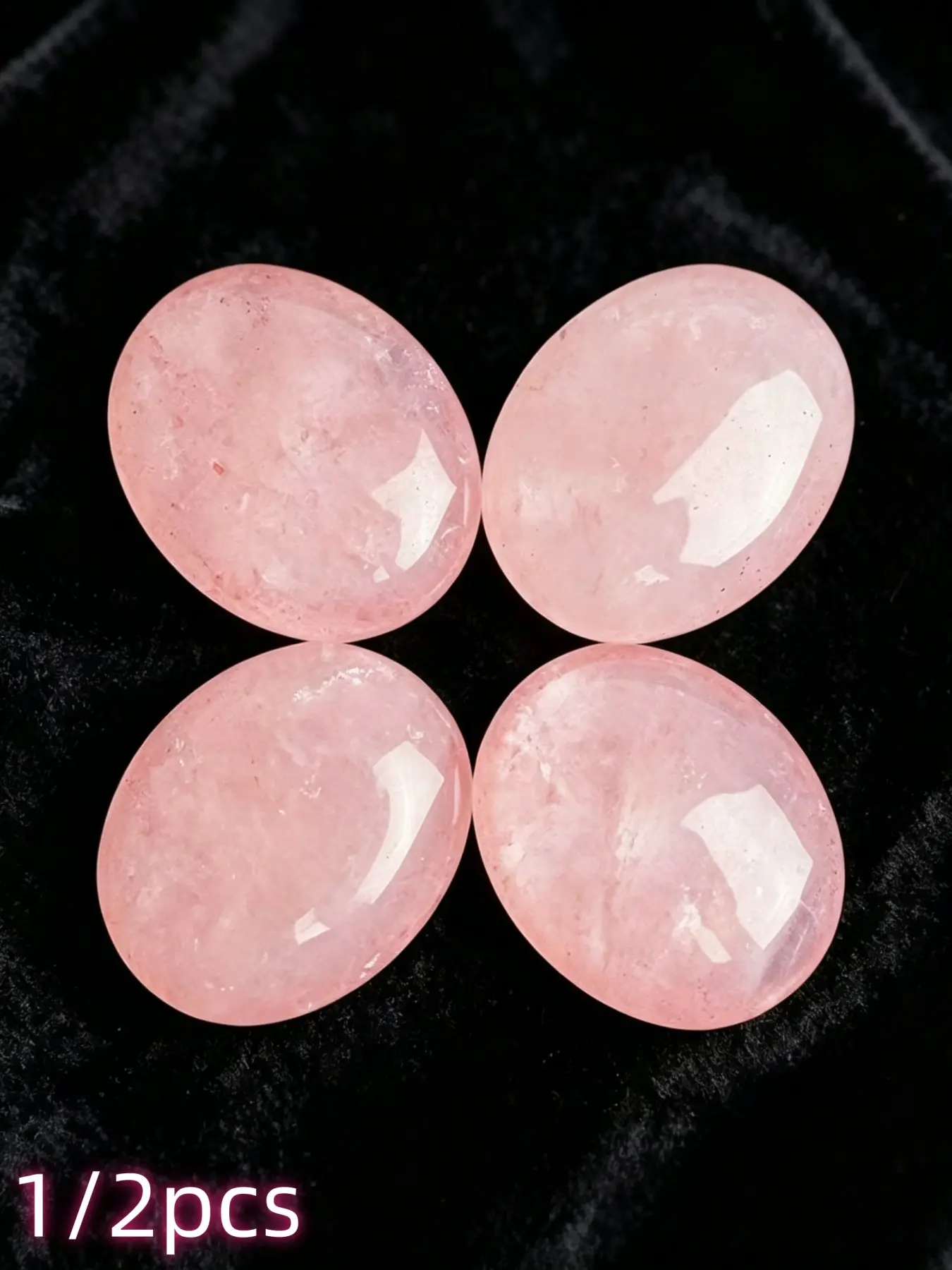 1/2pcs Natural rose quartz healing stone, Crystal Decor, for the palm, thumb relaxation and stress relief crystal palm stone portable hand-held stress-reducing stone, suitable for meditation, yoga, anxiety relief, pink gift