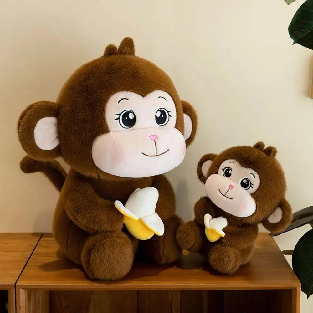 Kawaii Fluffy Banana Monkey Plush Toy PP Cotton Cartoon Monkey Stuffed Doll Cute Soft Banana Monkey Doll Room Decoration