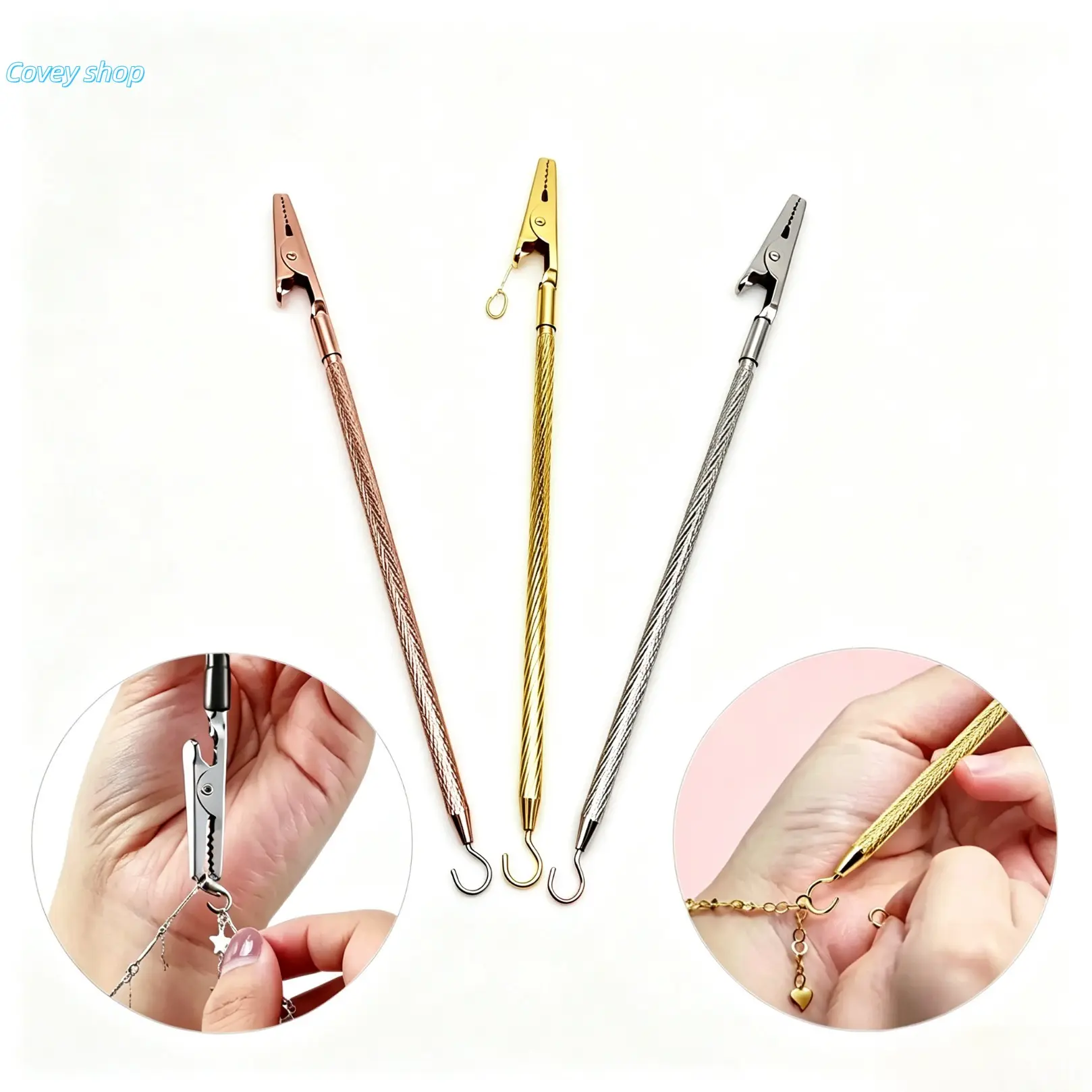 Double-Ended Bracelet Fastener Helper Tool, Handy Jewelry Wearing Aid, Ergonomic Metal Accessory For Putting On Necklaces & Bracelets Alone, Ideal Daily Tool For Independent Jewelry Wear