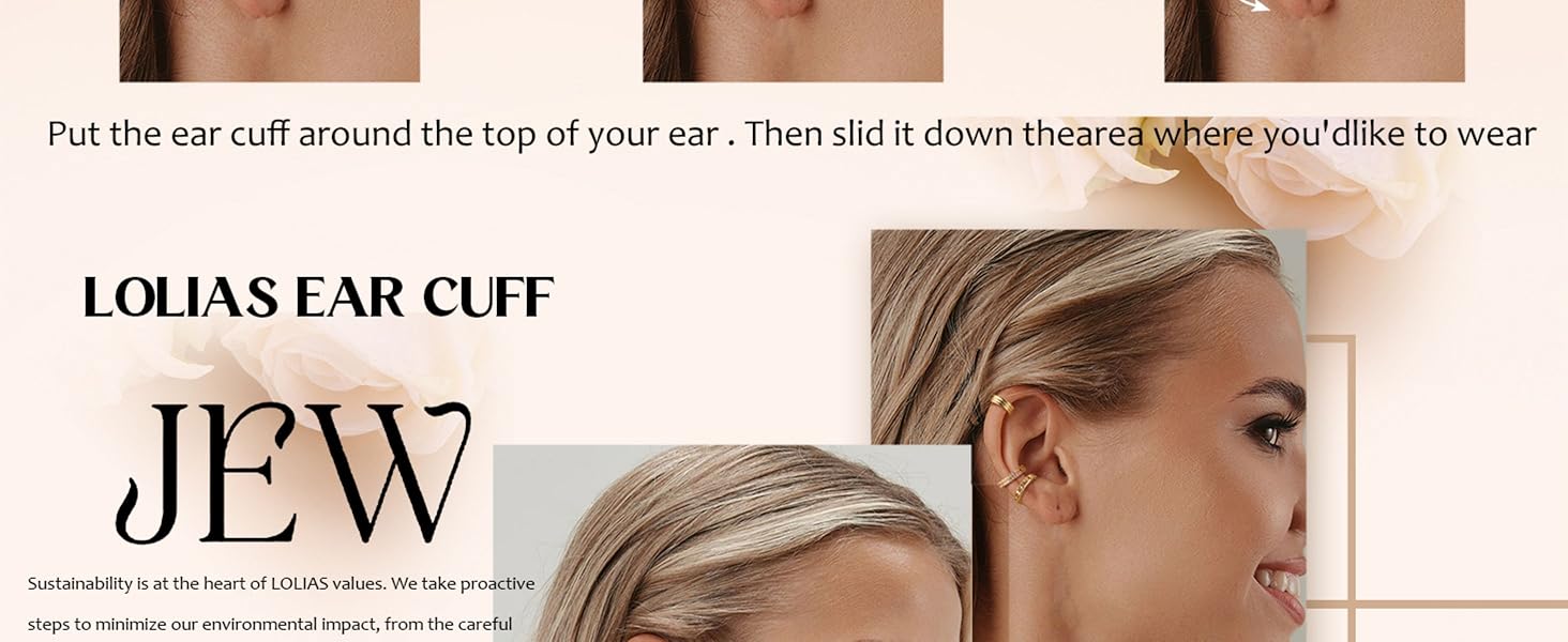 LOLIAS Ear Cuff Earrings for Women Non Piercing Gold Ear Cuffs 14K Gold Plated Ear Cuff for Non Pierced Ears Clip on Cartilage Earring Fake Earrings Lightweight