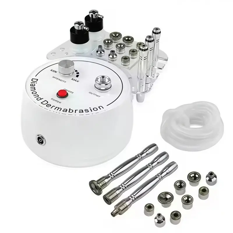 Portable Diamond Microdermabrasion Device with 9 Diamond Heads and 3 Replacement Handles, Home Facial Spa Skincare Instrument