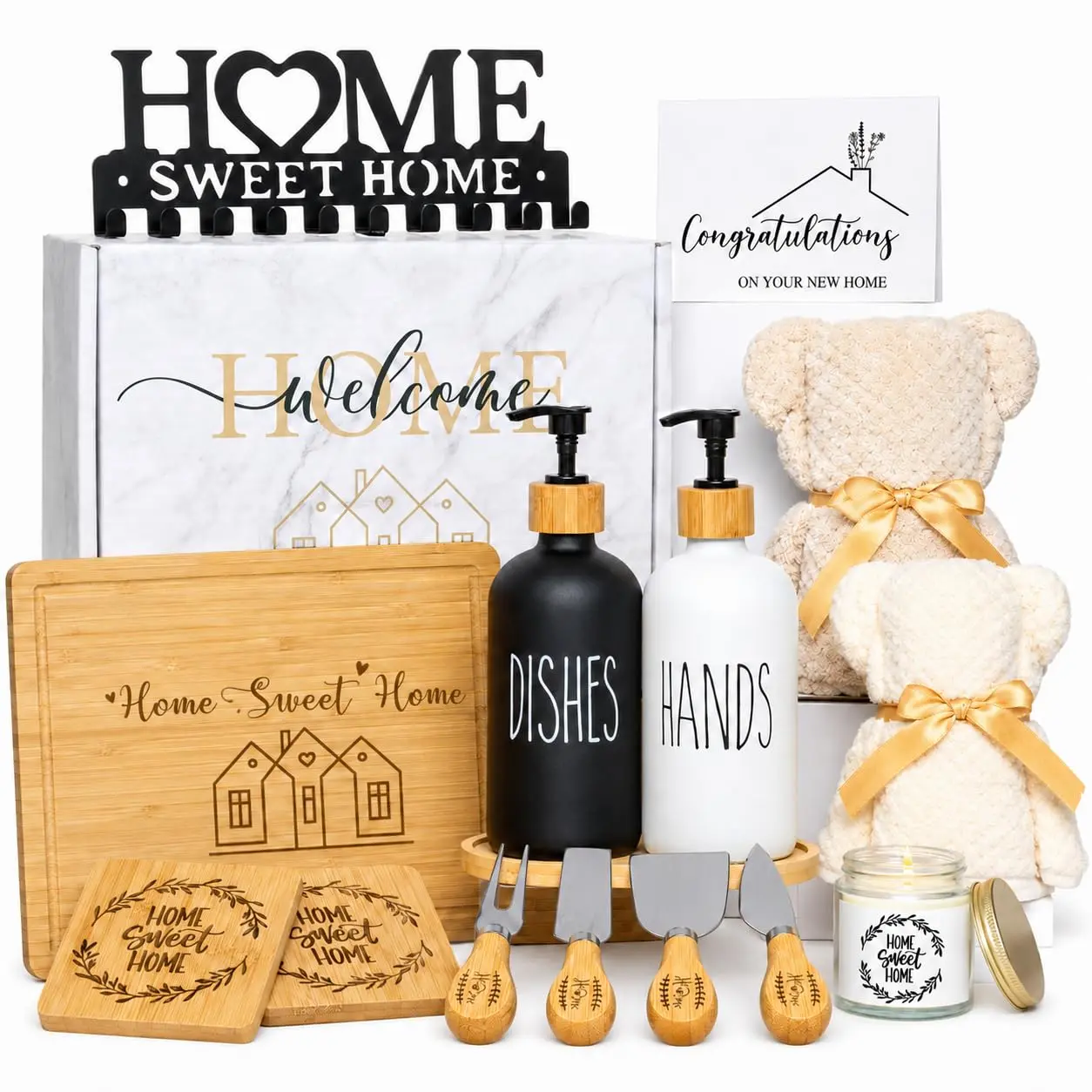 House Warming Gifts  , Housewarming Baskets for Couples, Homeowners, Clients, Women, Realtors, Closing  for  Buyers, 14 count Welcome First Apartment Essentials