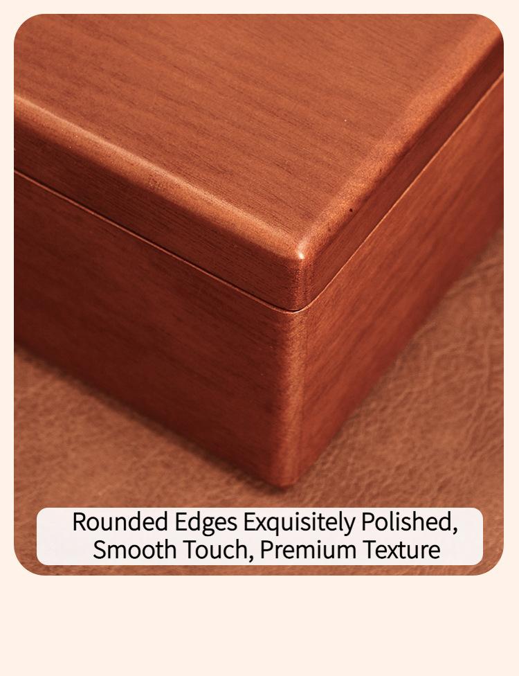 Solid wood embedded double-layer home jewelry box, desktop earring and ring storage box, flip-top lockable accessory storage box