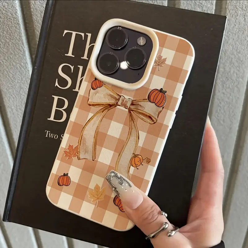 Pumpkin Gingham Bow Phone Case by CasePop