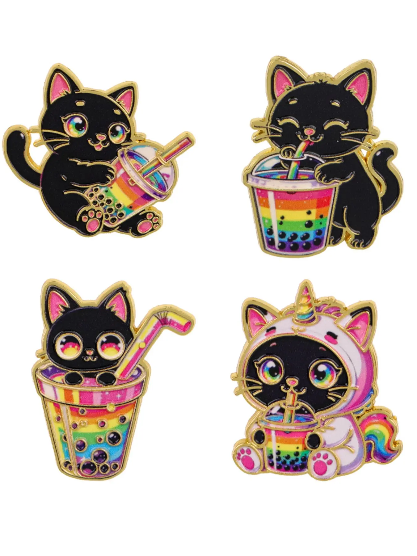 4pcs/set Colorful Cat Badges, Cute Animal Design Pins, Alloy Brooch Pin for Daily Fashion Accessories, Perfect Gift for Friends and Family