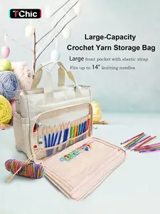 Knitting Bag with Inner Compartment, Yarn Storage Pouch (bottom Sealed), Suitable for Crochet Hooks, Knitting Needles Up to 14 Inches