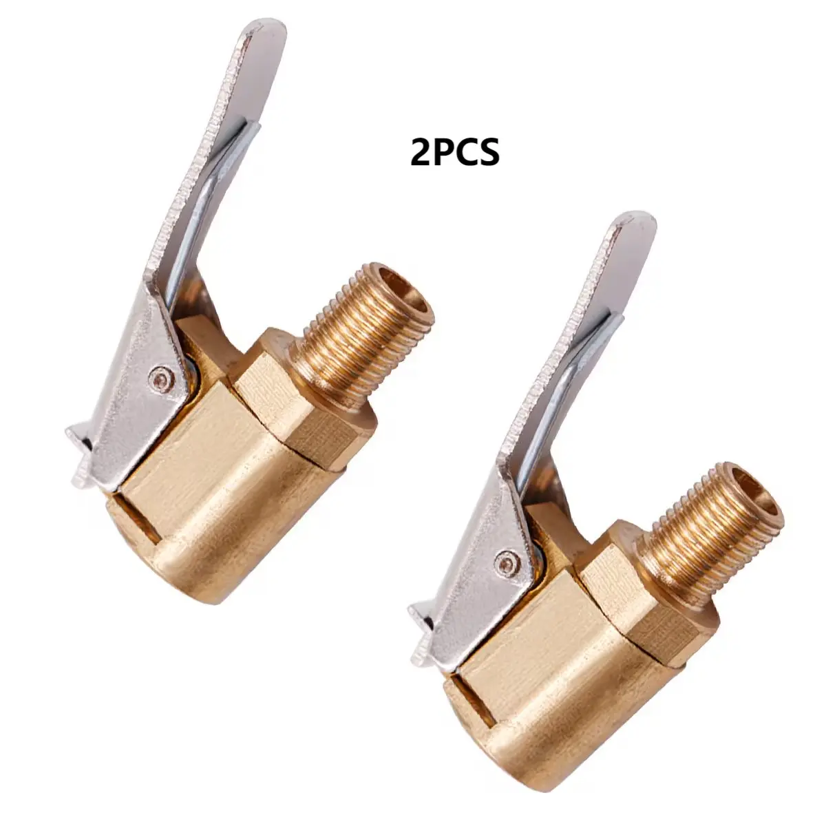 2Pcs Threaded Inflator Chuck Adapter, Inflation, Heavy-Duty American Thread Air Pressure Nozzle Convertor for Car Tire Inflator Pump, Quick-Clip Clamp-On Tire Valve Connector, Time-saving snap-lock design grips tire valve without air leakage