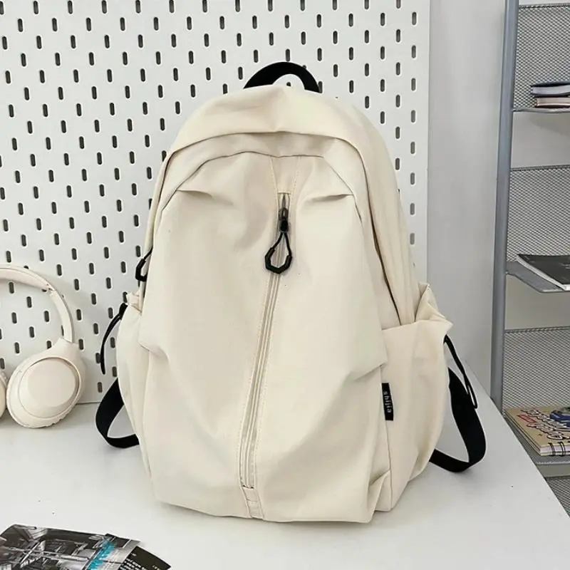 15.6 Inch Nylon Waterproof College Backpack Large Capacity Travel Unisex Laptop Backpacks Simple Design School Bag for Teenagers