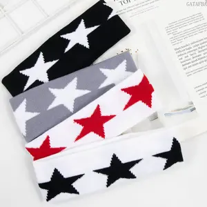 Star Pattern Knit Headband, Elastic Five-pointed Star Hair Band, Hip Hop Yoga Sports Sweatband for Daily Use