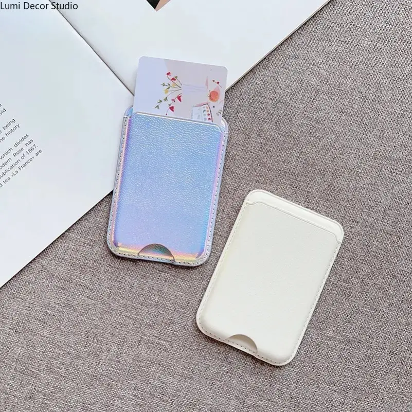 For Magsafe Magnetic PU Leather Card Holder Wallet Cards Case For apple iPhone 17 Air 16 15 Pro Max Samsung Galaxy