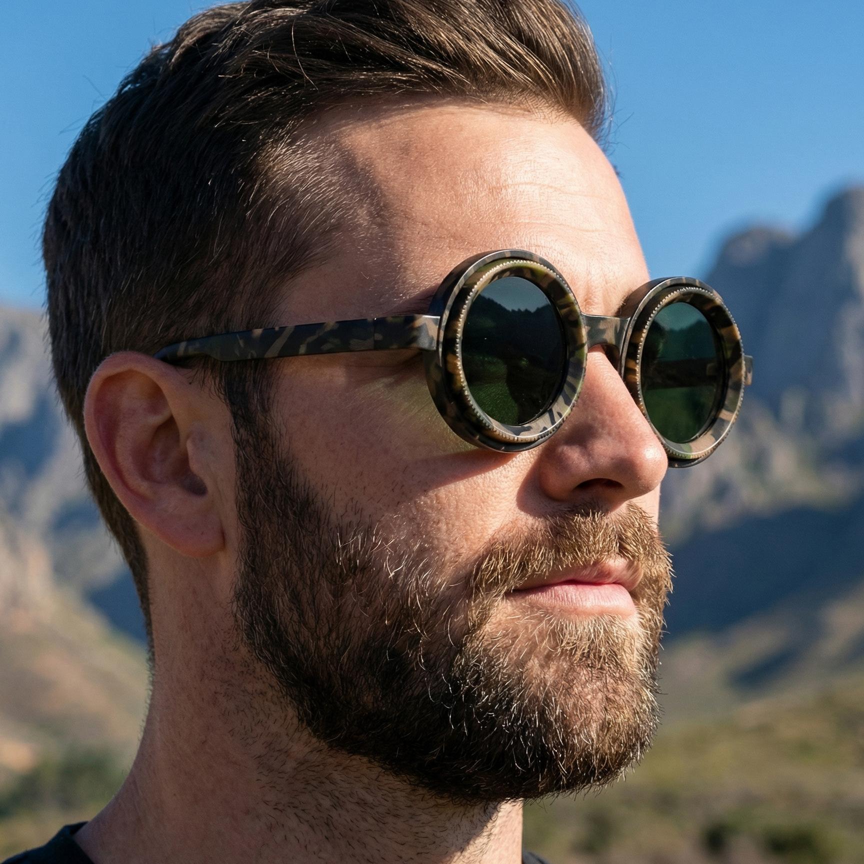 Men's Camouflage ND Adjustable Polarized Round Sunglasses Outdoor Hiking Cycling Driving Sun Protection With UV400 Factor Protective Glasses For Women