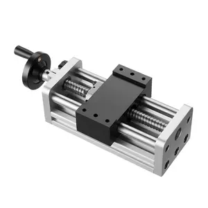 VEVOR Linear Stage Actuator, 100 mm Effective Stroke, Ball Screw CNC Linear Motion Guide Rail, Double Optical Axis, C7 High-Precision, Bearing Slide Block, Manual Handwheel, for CNC Router X Y Z Axis