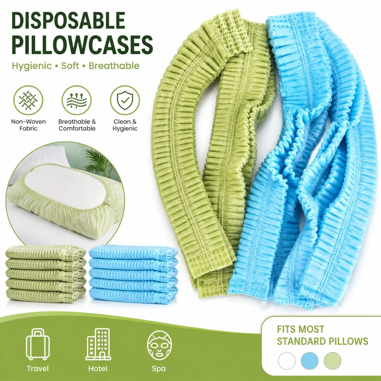 6pcs Breathable Hygienic Pillow Protectors, Elastic Disposable Pillow Covers, Soft Non-Woven Material, Ideal for Travel, Hotel, Home Use