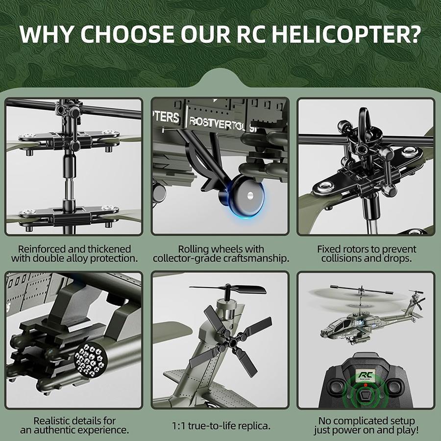 Remote Control Helicopter, 3.5 Channels RC Helicopter with LED Light, One Key Takeoff/Landing, Aircraft Model, Remote Controlled Helicopters, Suitable for Children and Adults