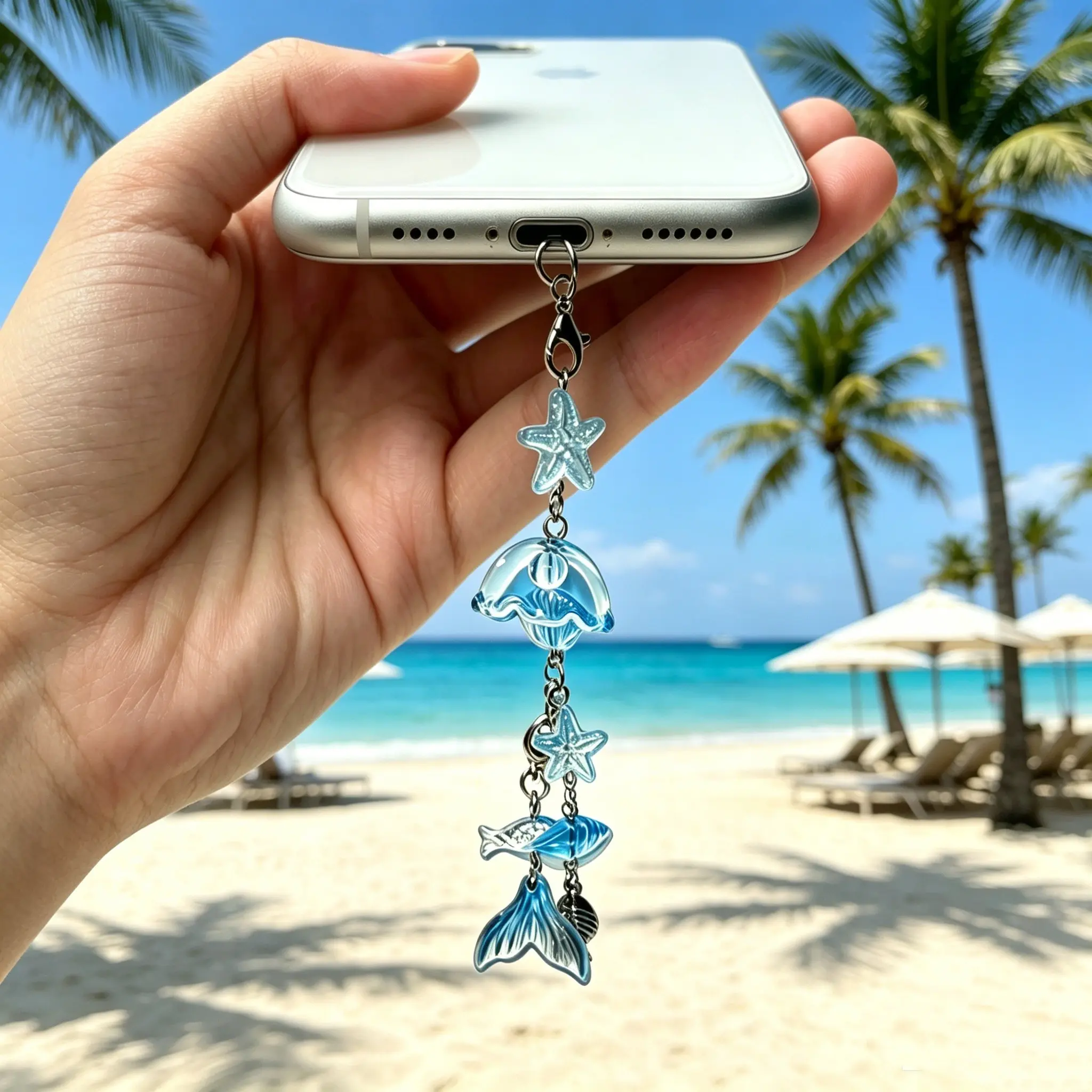 Cute Jellyfish Phone Chain, Handmade Resin Phone Strap, Fashionable Phone Accessory for Women and Girls, Creative Decorative Pendant