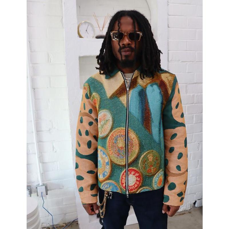 Sizx Men's Handmade Girl Scout Cookies Tapestry Jacket Coats
