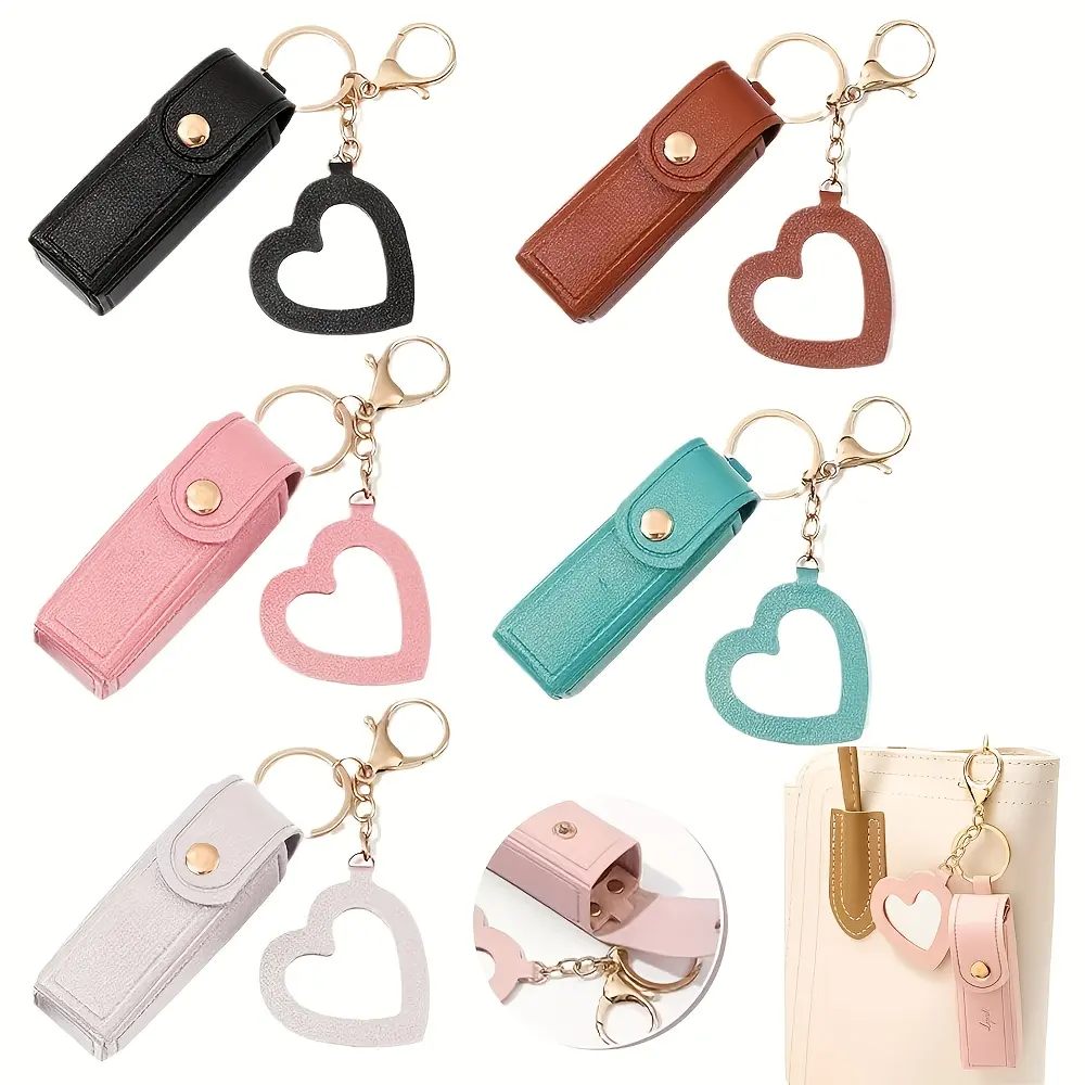 5-piece lipstick keychain, portable storage bag, travel essential, mini case, compact design, durable storage bag, lightweight material, lip balm pouch, perfume box, daily carry-on must-have, makeup enthusiast