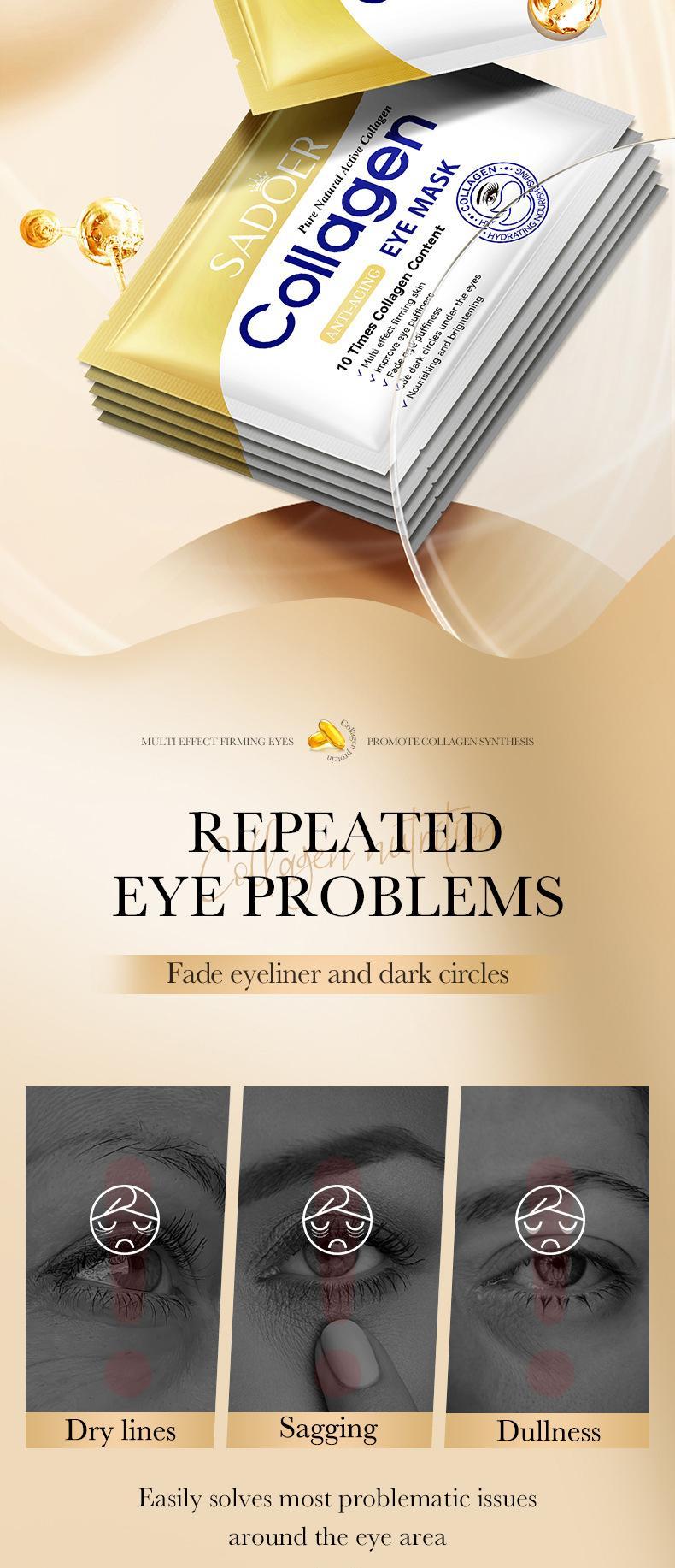 20pcs (10 Pairs) Collagen Eye Masks – Banish Dark Circles + Bags! Hydrate & Firm Eyes