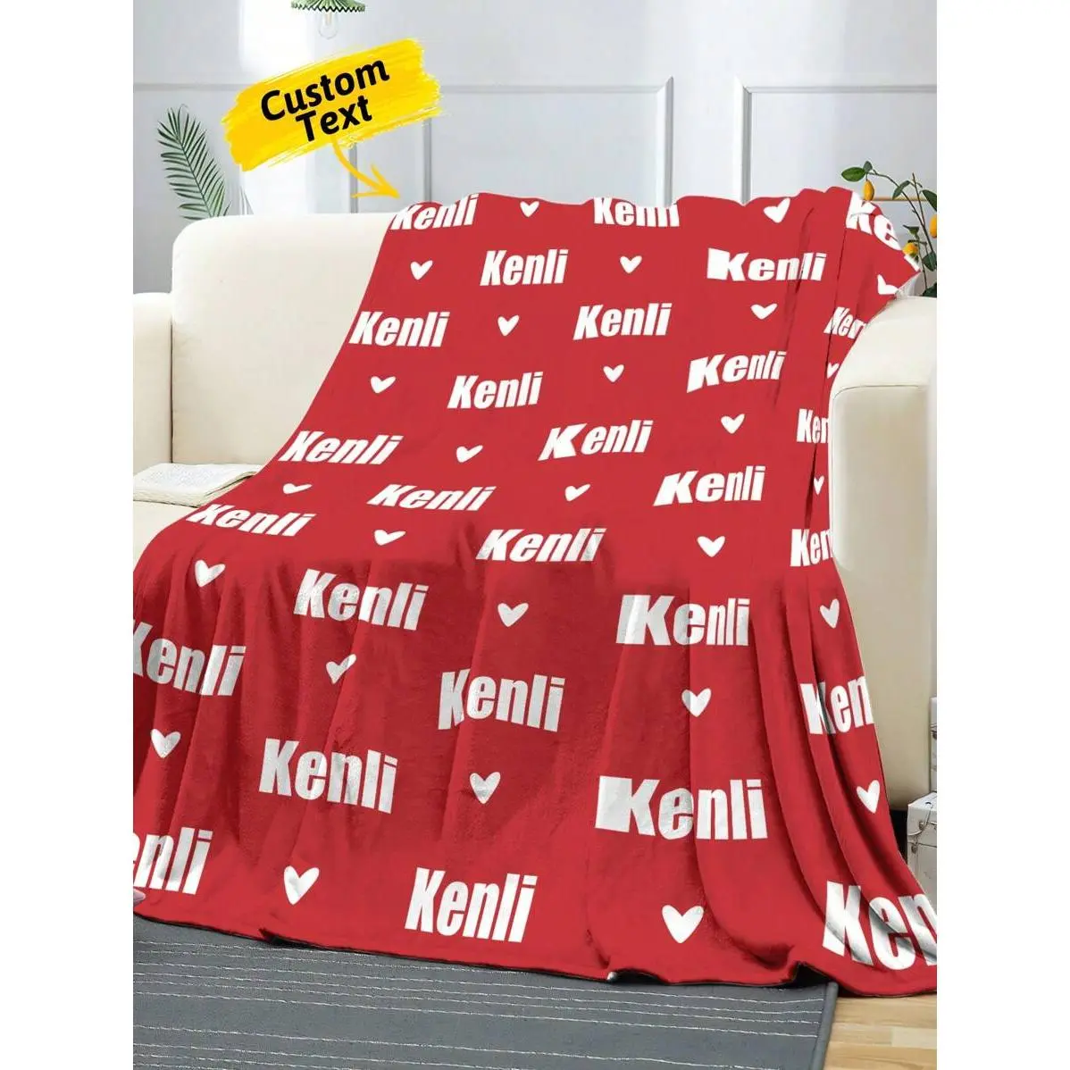 1pc Customized Name Blanket Personalized Soft Throw Blanket for Sofa Bedroom Office Best Friend Family Wedding Birthday Mother's Day Father's Day Gift Durable Breathable