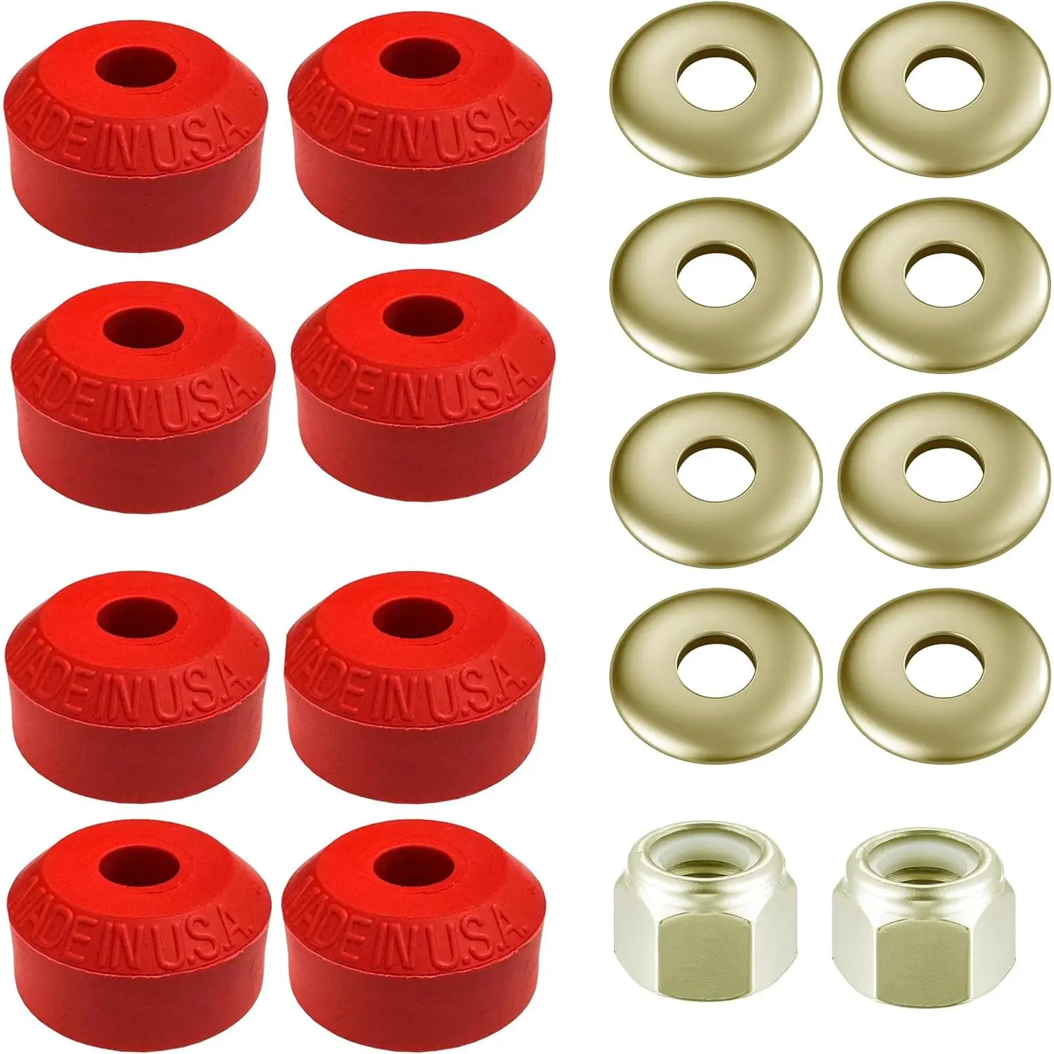 A Man's Tools Suspension Dudes 3/8" Universal Stabilizer Sway Bar End Link Complete Bushing Repair Kit Includes 8 CODE RED Grommets, 8 Washers, 2 Nuts - Full Repair Kit For PAIR of Links - Bushings Made In USA