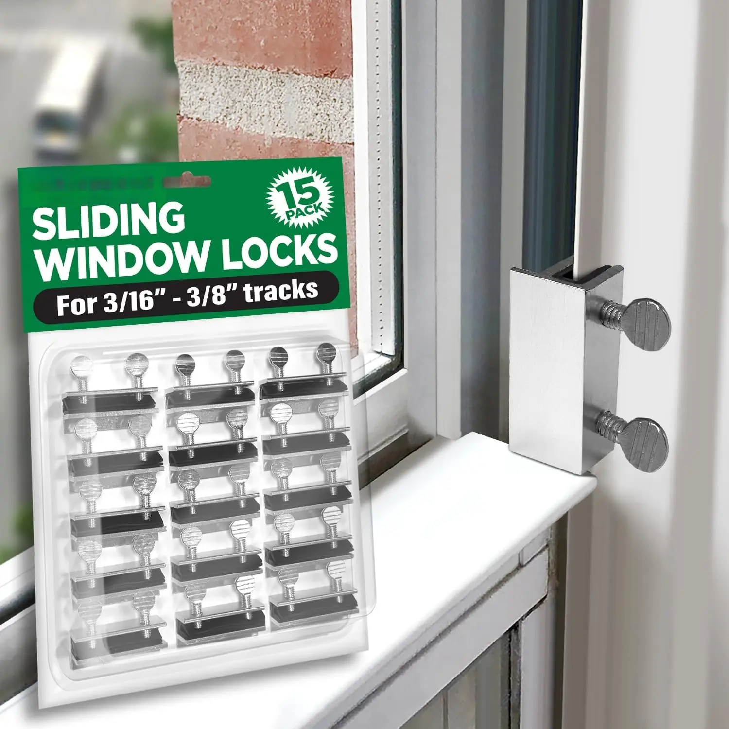 Heavy-Duty 4-Pack Thumb Turn Window Locks, Synthetic Thumb Screw, Vinyl Grip, No-Drill Installation, 28-36mm Clearance, Secures Sliding Windows & Doors, Indoor & Outdoor Use