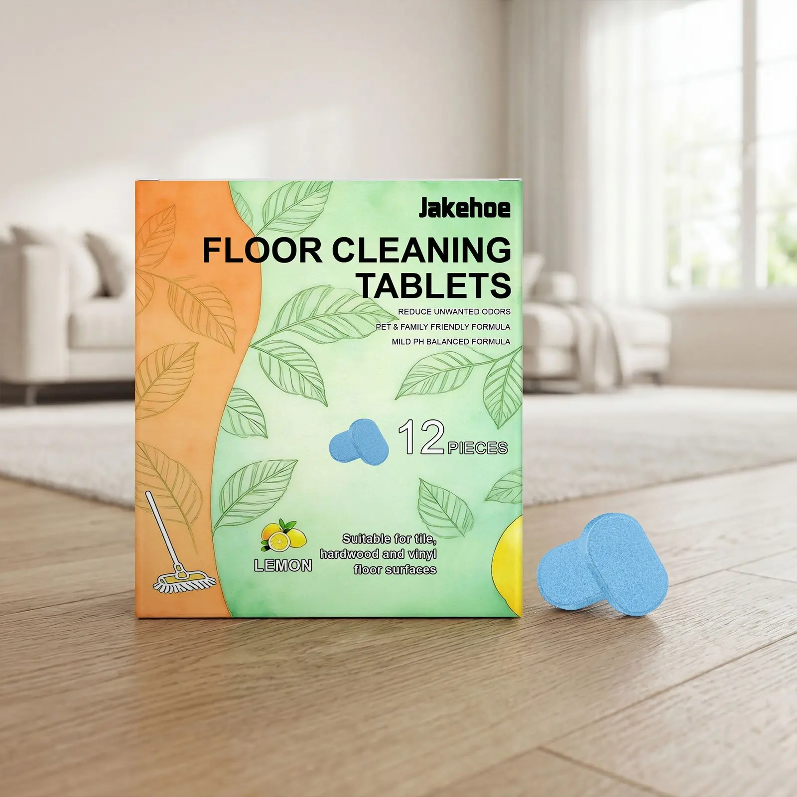 Floor Cleaning Tablets for Tile and Hardwood Floors, Stain Remover, Deodorizer, Fresh Scent, Glossy Finish, Effervescent Tablets, Floor Cleaner, Cleaners Tablets