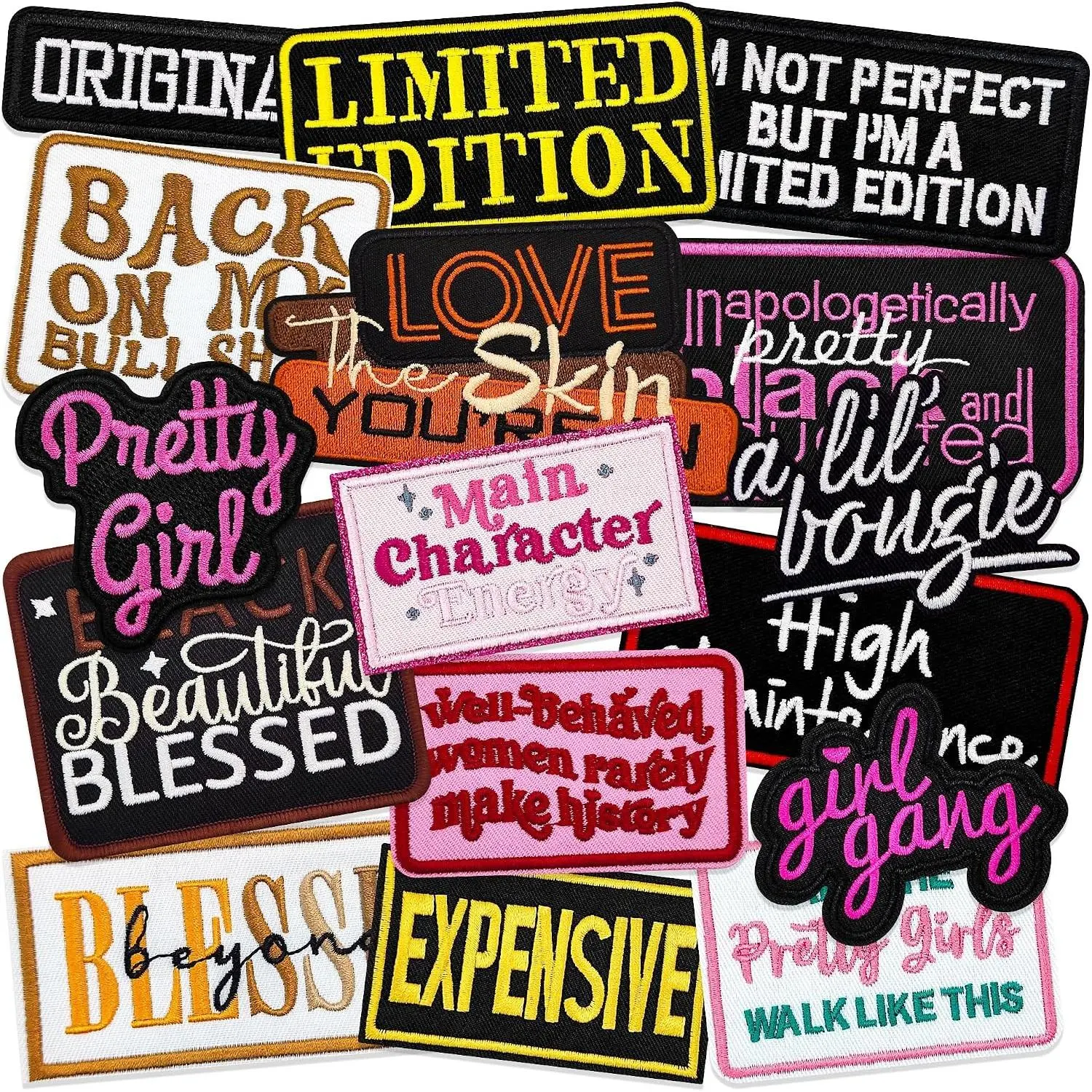 16pcs Girl Power Embroidered Iron-On Patches for Trucker Hats, Clothes, Jackets & Backpacks