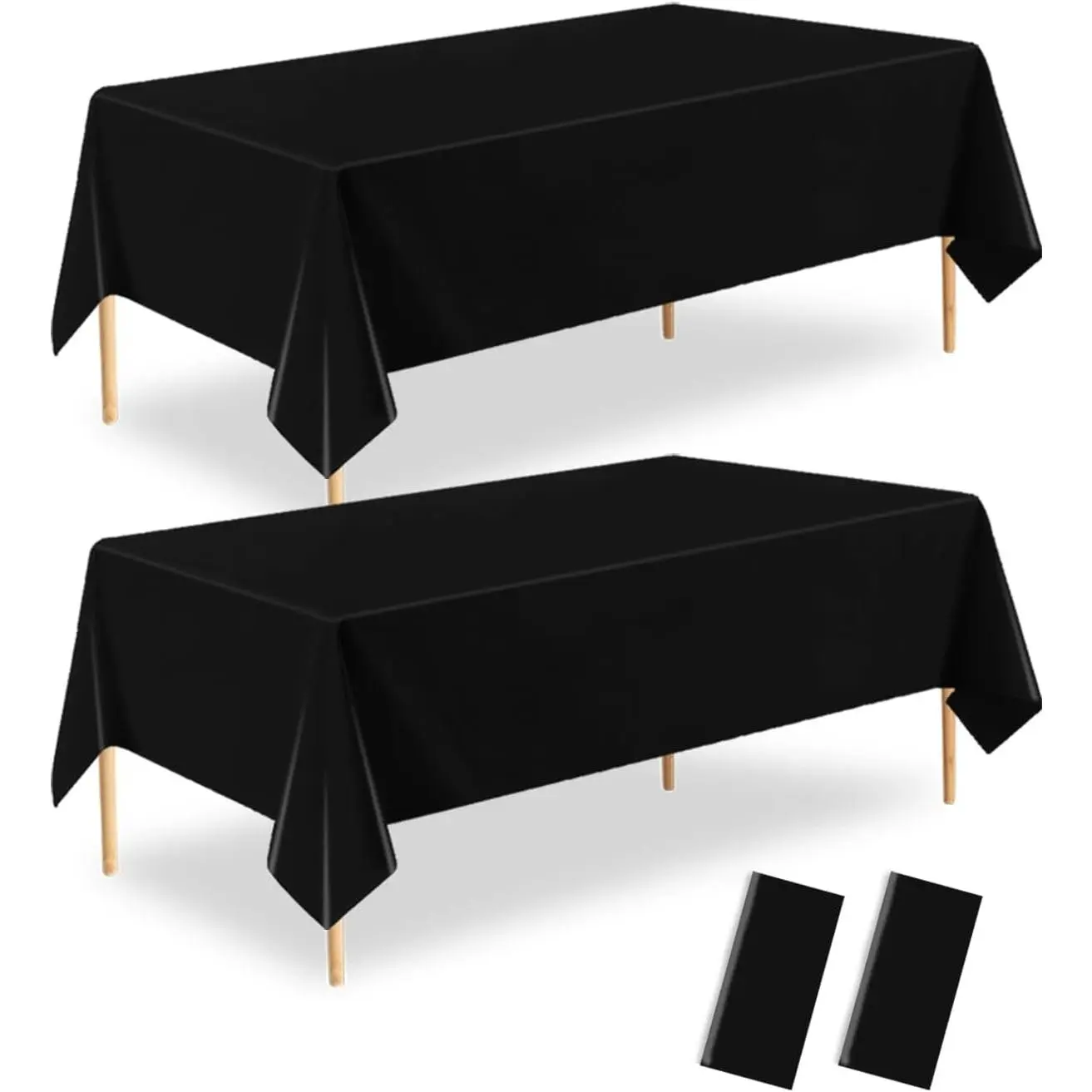 2 Pack 54 X 108 Black Plastic Disposable Rectangle Tablecloth for Birthdays Party Weddings Anniversary Picnics Camping Black Party Décor