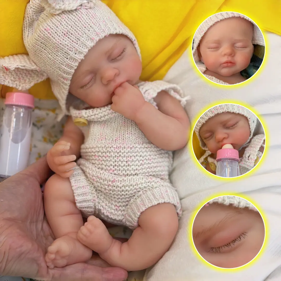 Otarddolls 12.2 Inches Open Mouth Design Solid Silicone Girl Doll Irys With Cute Clothes Already Painted Skin Soft Handmade Reborn Doll Lifelike Silicone Doll Toys For Children