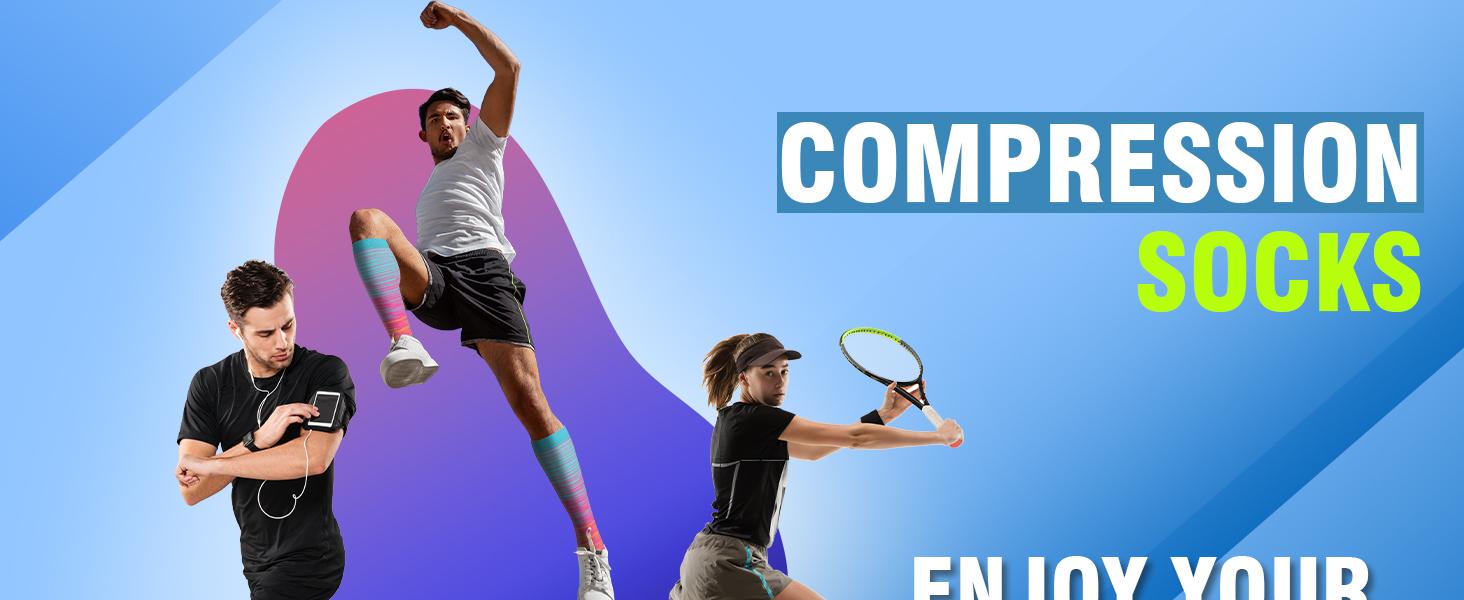 Open Toe Compression Socks Women & Men-3 Pairs 20-30 mmHg Knee High Stockings for Circulation Support