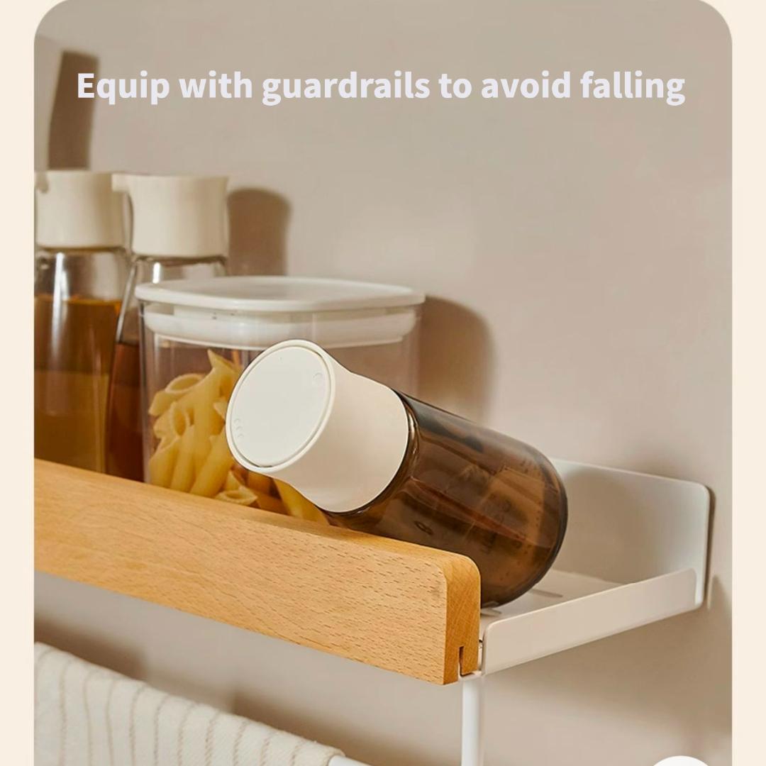 Wooden Wall Mounted Storage Rack No Drilling Required