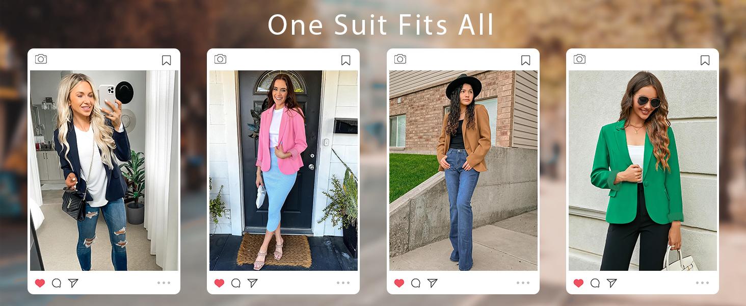 Women's Casual Blazers Long Sleeve Lapel Button Slim Work Office Blazer Jacket Black Basic Fitted High-Quality Fabric Comfortable Flattering Fit White Suit - Clothes