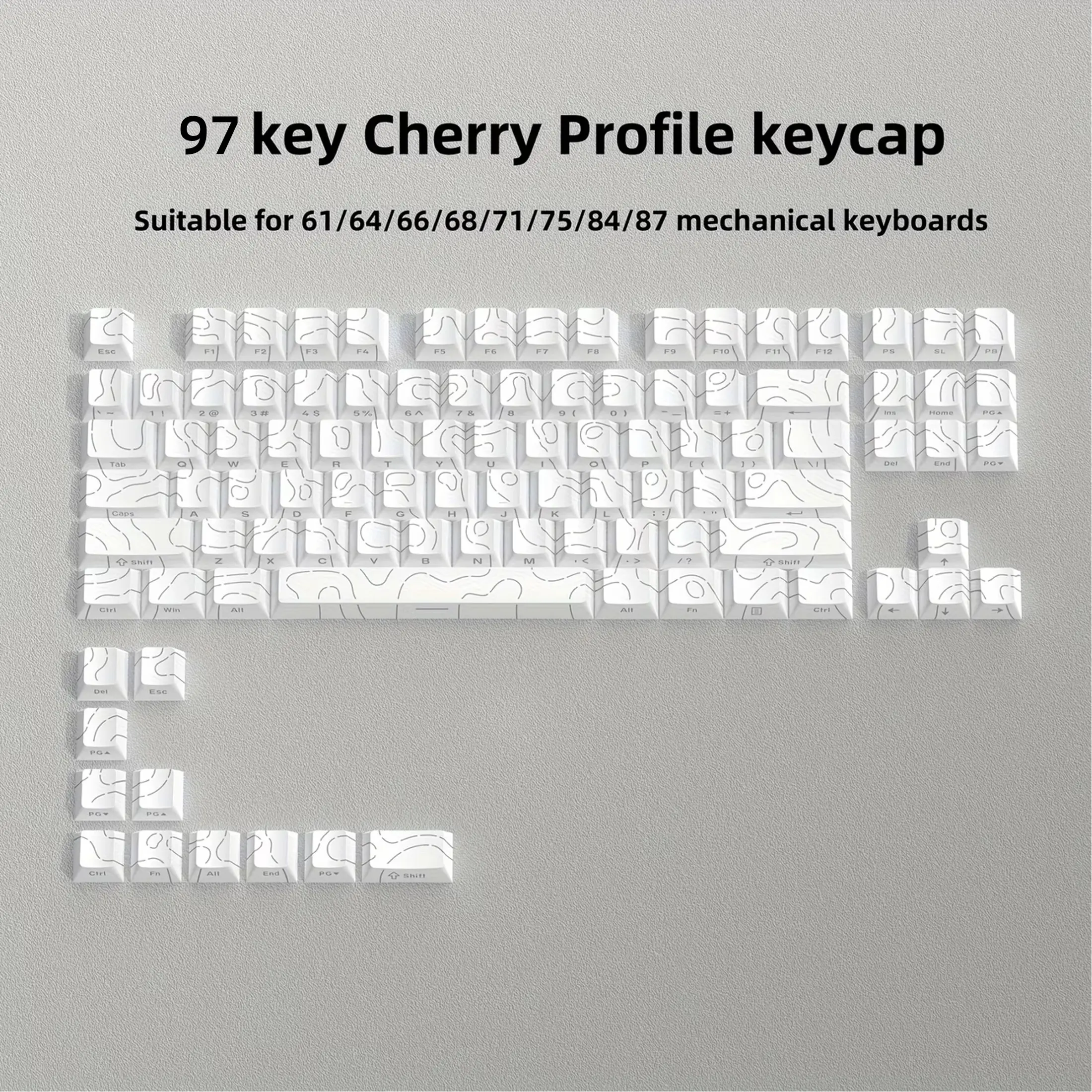 White Cracked Glow Keycap Se Contour and Minimalist Side-Engraved Translucent Keycaps, Original Pbt Five-Sided Heat Transfer, Compatible with 6.25u Middle Grid for Mechanical Keyboards Only keycaps not keyboards