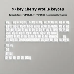 White Cracked Glow Keycap Se Contour and Minimalist Side-Engraved Translucent Keycaps, Original Pbt Five-Sided Heat Transfer, Compatible with 6.25u Middle Grid for Mechanical Keyboards Only keycaps not keyboards