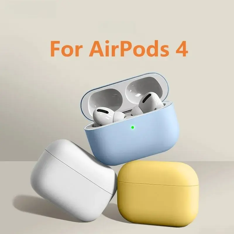 Liquid Silicone Split Protection Case for AirPods 4, Shockproof Wireless Earbuds Cover with Soft Skin Shell, Keychain Hole for Daily Travel & Outdoor Use