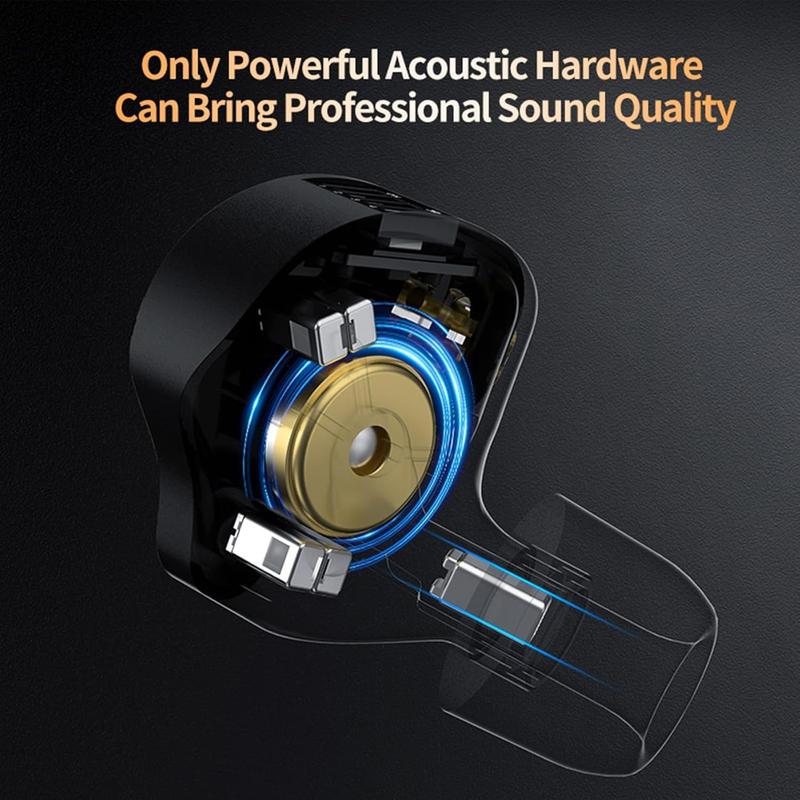 in Ear  IEM Headphones,KZ ZS12 PRO X 1DD+5BA Hybrid Wired Gaming Earbuds,KZ Earbuds Earphones, in Ear Headphones with 2PIN  for Audiophile (Dark Black,Tunable Version, NO Microphone)