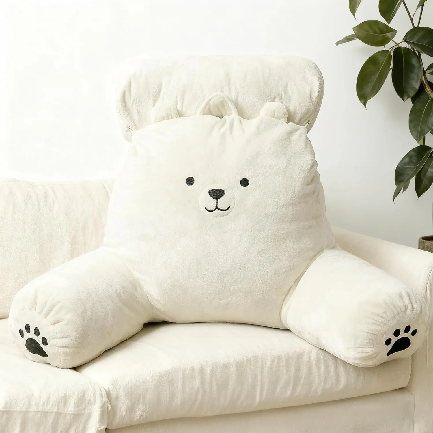 Reading Pillow  Crystal Velvet Back Pillow Bed Sitting Up for Adult & Children, Back Rest Pillow for Reading & Rest Bed, Add and Removable Pillows, Dorm, Lvory