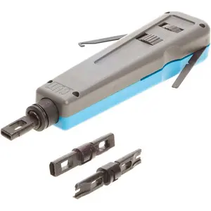 Professional Punch Down Tool with 110 & 66 Blades Cat6/Cat5e Network Cable Termination Impact Tool for Patch Panels Outlets & Sockets Precision Reversible Blades Ergonomic Grip