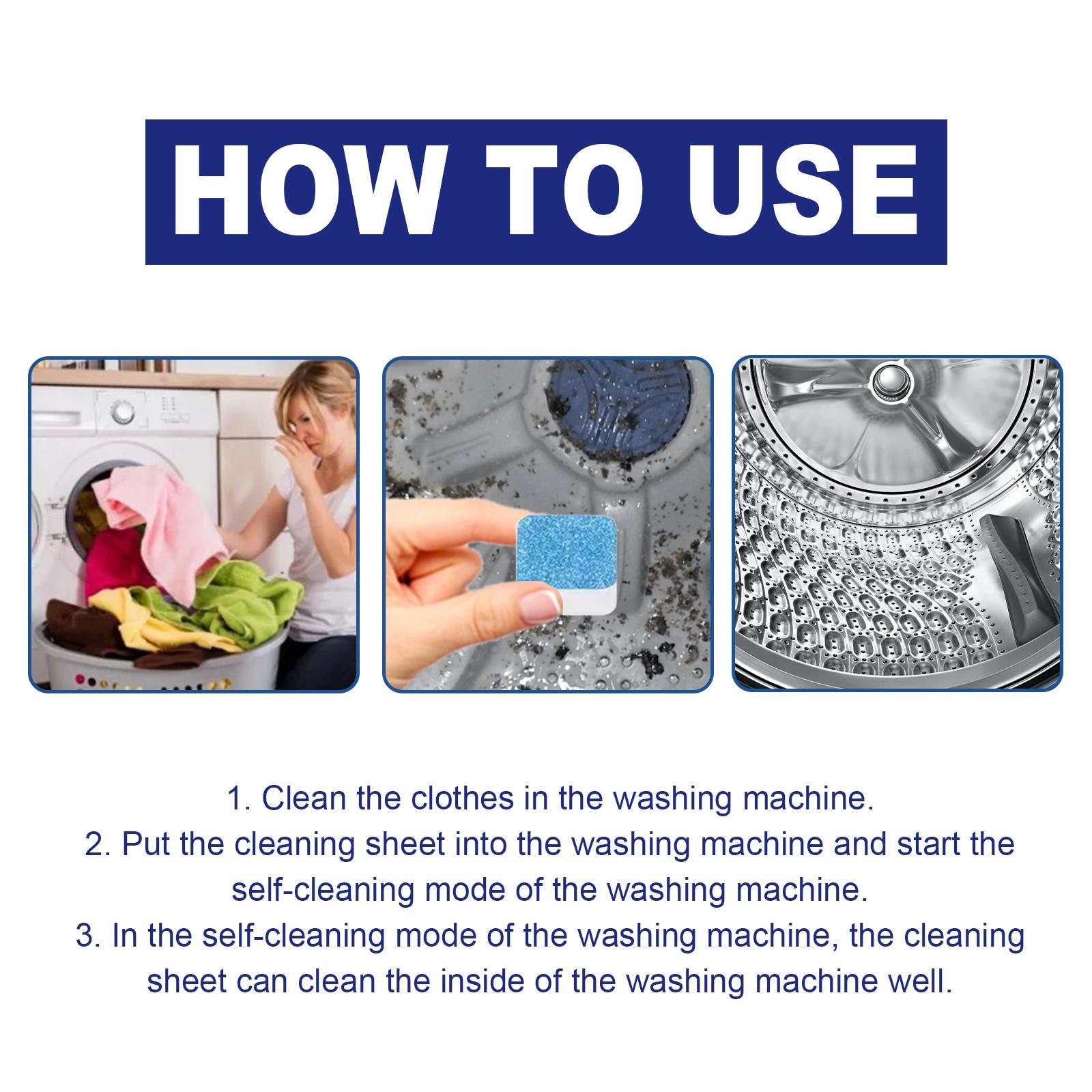 Washing machine cleaning tablets for drum-type washing machines, removes odors and dirt, deodorizes and cleans