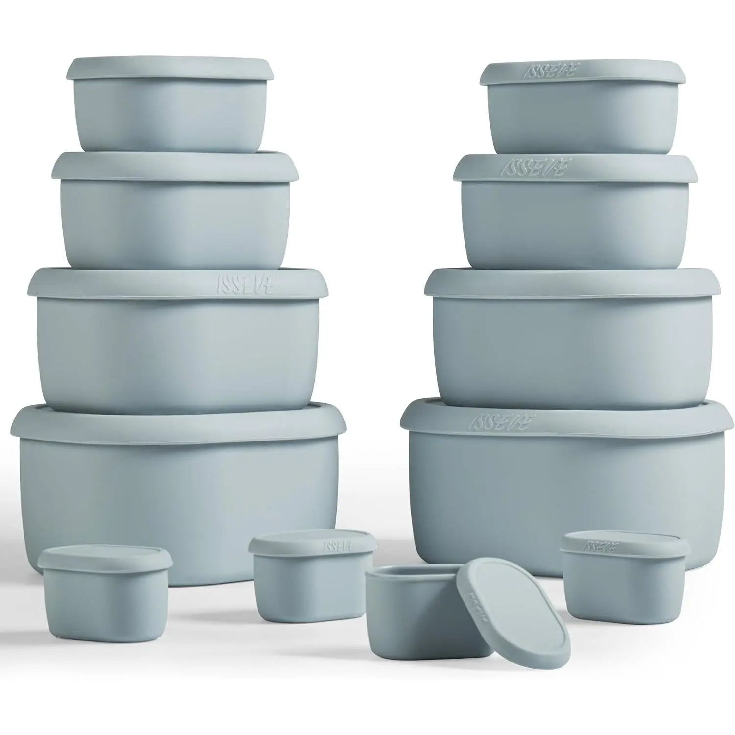12 count/Set Nesting   Storage Containers with  | , , Meal Prep Containers, Small Freezer Portions, Dishwasher Cleaning, Nested Cabinet Storage, 5 Sizes, Grey