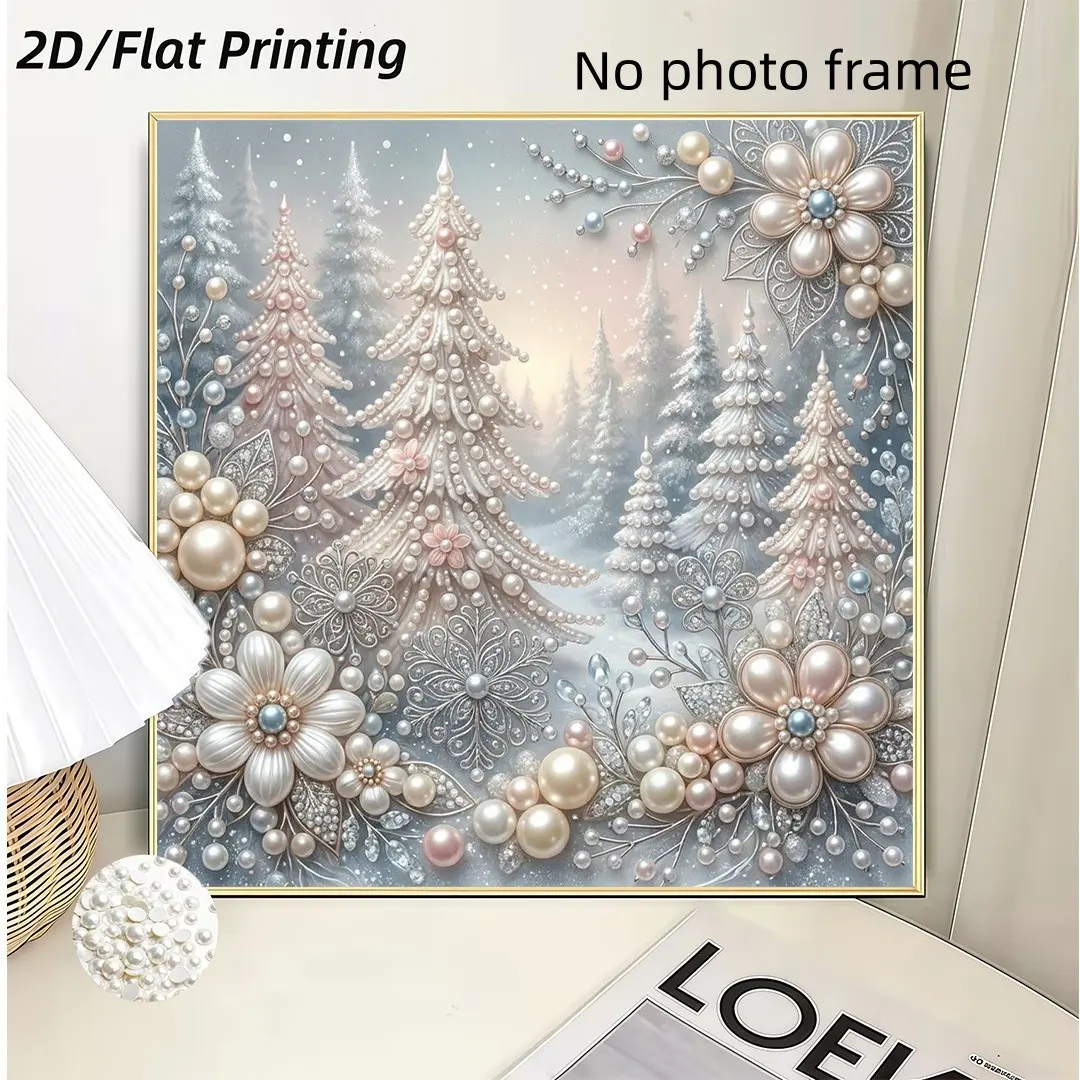 New DIY Pearl Painting Kit, Winter Forest Design, Handmade Diamond Art Set, Perfect Gift for Home Decor, Ideal for Holidays