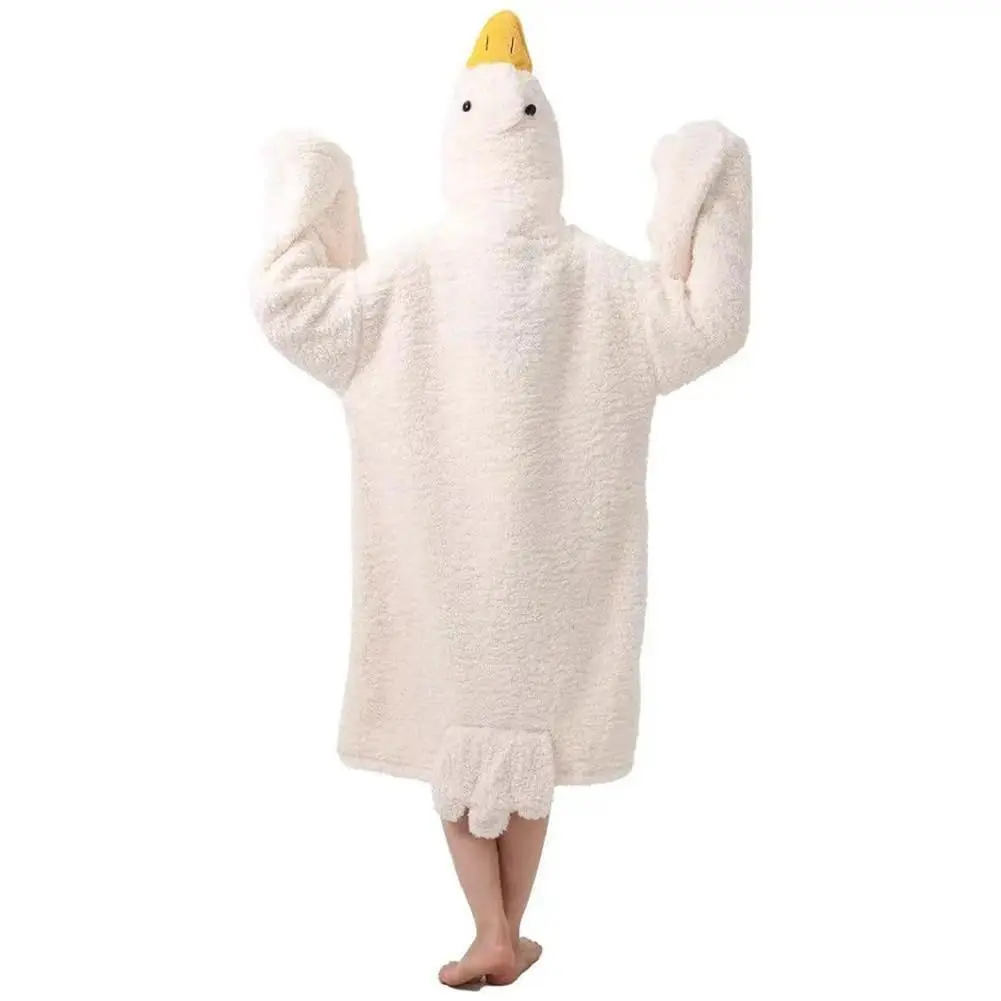 Oversized Duck Wearable Blanket Hoodie, Warm Cotton Sleeping Bag Onesie Costume with Sleeves, Soft Cozy Loungewear for Kids Adults, Great for Cosplay, Reading & Chilly Days