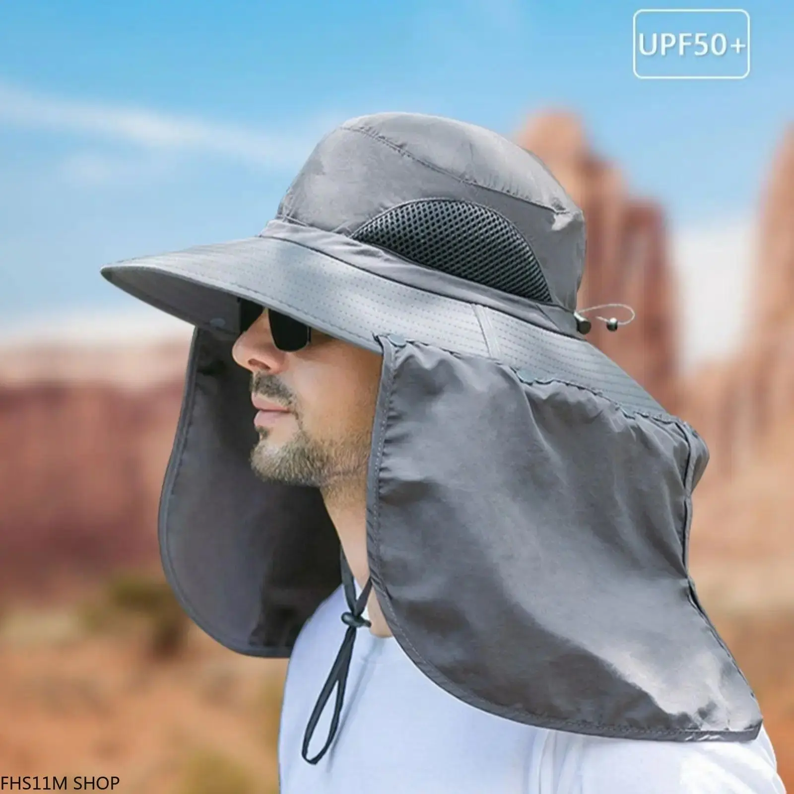 Unisex Fit Premium Outdoor Sun Hat with Detachable Neck Flap, UPF50+, Waterproof Wide Brim for Hiking, Camping, Fishing, Summer Essentials Sports & Outdoor Headwear, Uv Protection, Adults