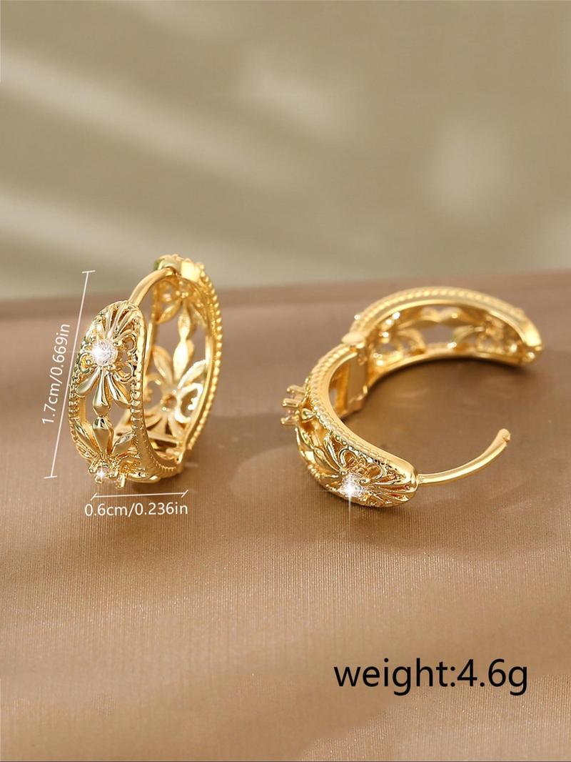 Vintage Star & Moon Decor Hoop Earrings, Fashionable Rhinestone Decorated Earrings for Women, Trendy All-match & Exquisite Jewelry for Birthday Gift, Statement Earrings, Fashion Accessory