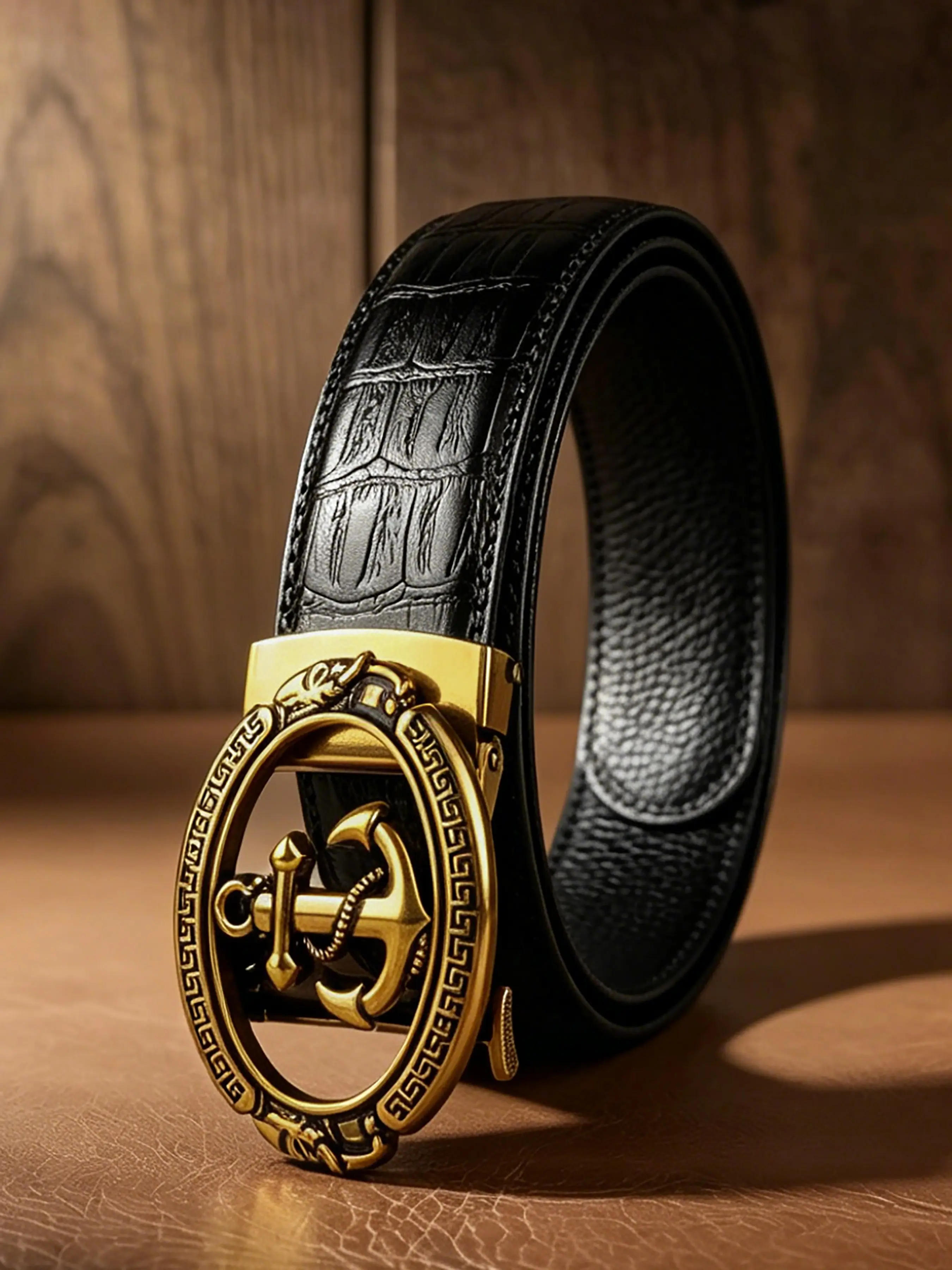 Golden Retro Alloy Automatic Buckle Belt, PU Leather Belts, Adjustable Length, 3.5cm/1.38in Wide Men's Casual Style Belt, Pressed Rivet Universal Belt, Suitable for Daily Commuting, Sports, Parties, Dance Events, and Holiday Gifts.